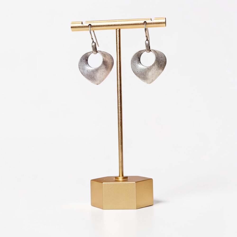 Vintage CHICO'S Silver Color Distressed Metal Small Dangle Hook Earrings